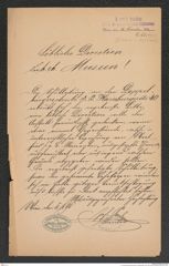 k.k. naturhistorisches Hofmuseum, Intendanzakten 1885-1896 (Hauer), Aktenzahl Z.665/1891, Seite 1